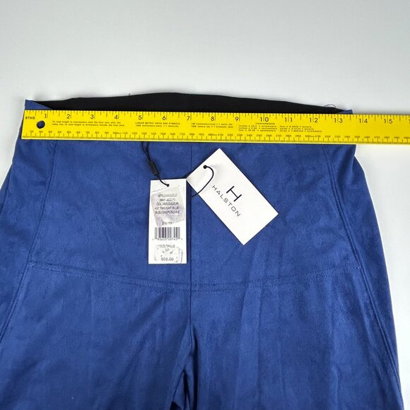 H Halston Leggings Women S Faux Suede Mid Rise Pull On Stretch Blue Skinny *Flaw - Picture 5 of 14